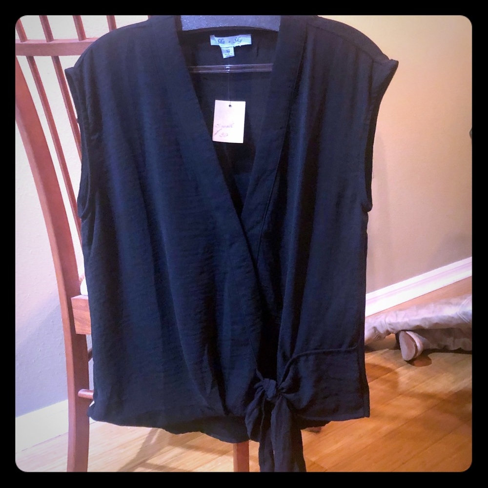 She + Sky faux wrap blouse